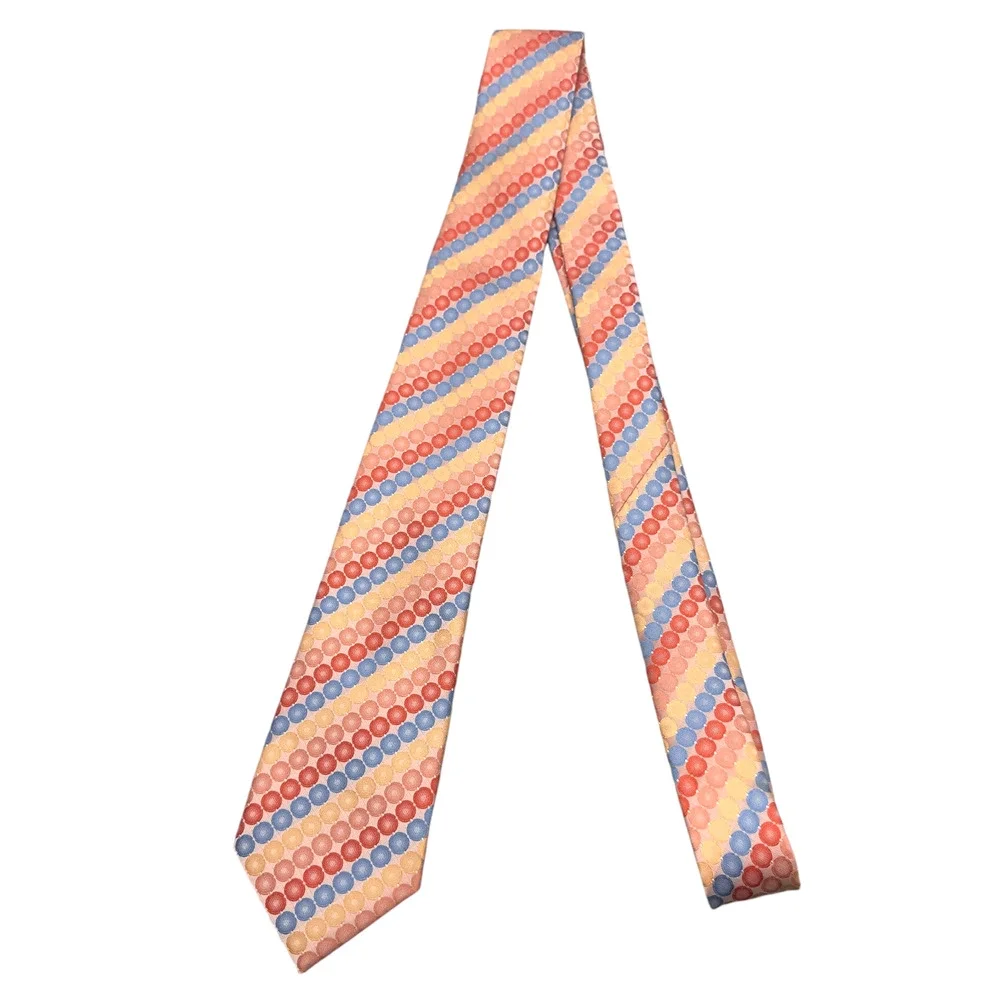 Geoffrey‎ Beene Vintage Dress Tie Bold Multi Geometric Circle Pattern 59